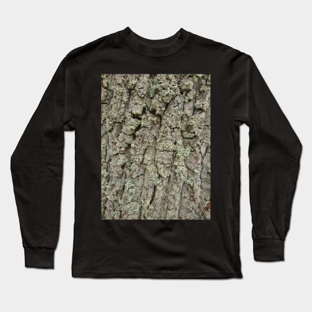 Tree bark and lichen texture Long Sleeve T-Shirt by bettyretro